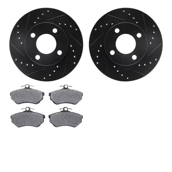 8302-73039, Rotors-Drilled and Slotted-Black with 3000 Series Ceramic Brake Pads, Zinc Coated, Dynamic Friction Co, Mfr#: 8302-73039